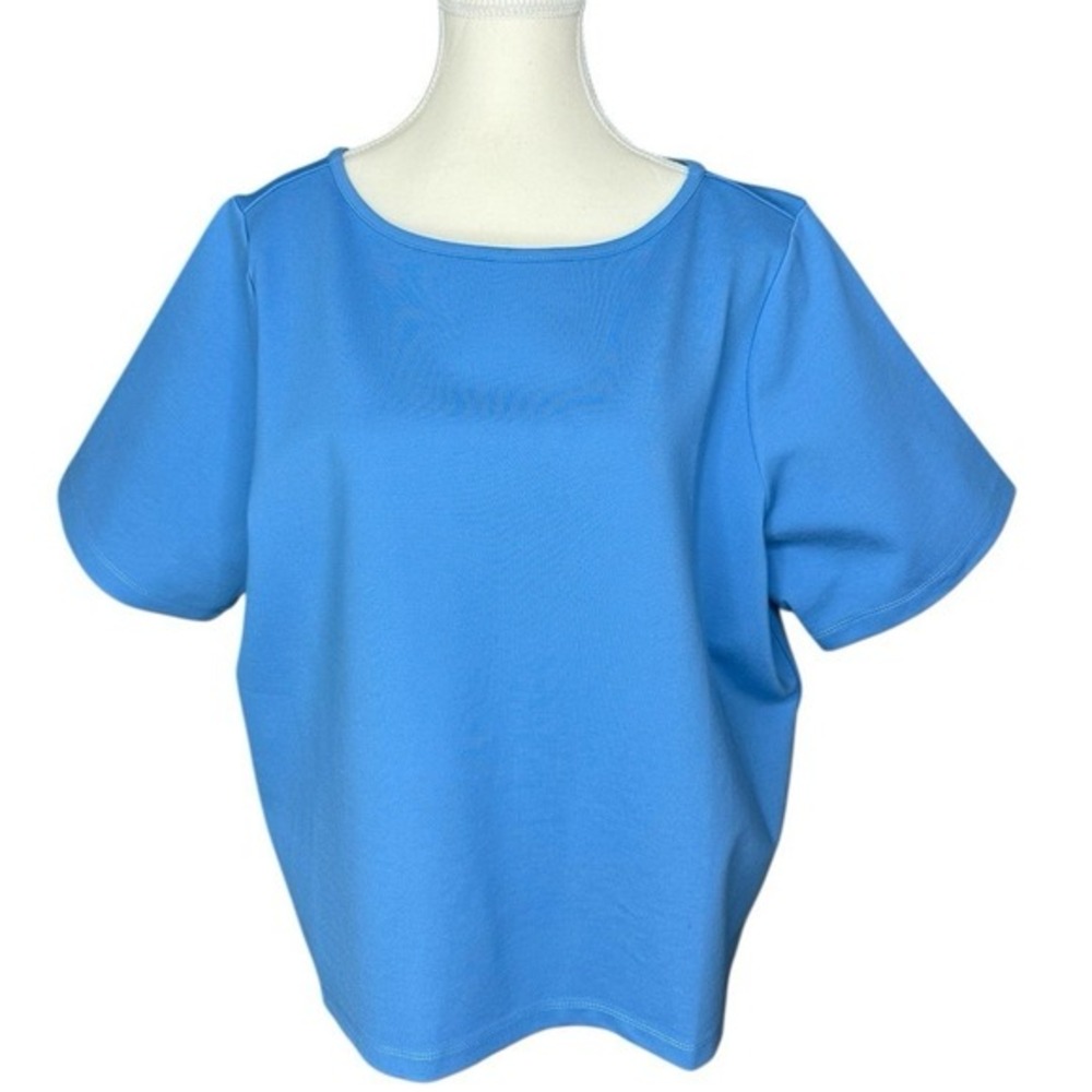 Betabrand Tide Pool Blue Boxy Hi-Low‎ Short Sleeve Top Womens XL NEW